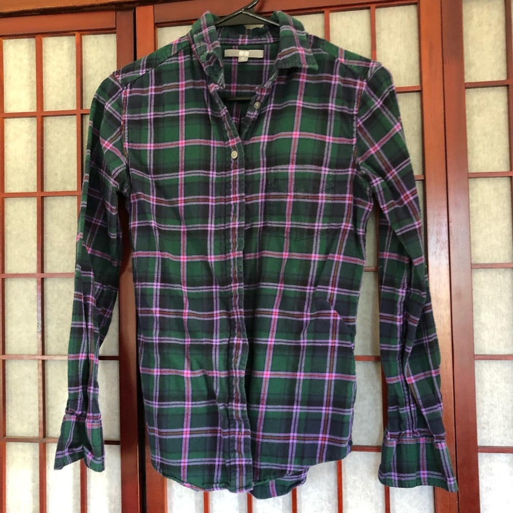 Uniqlo Button-Up Green and Pink Plaid size extra small XS
